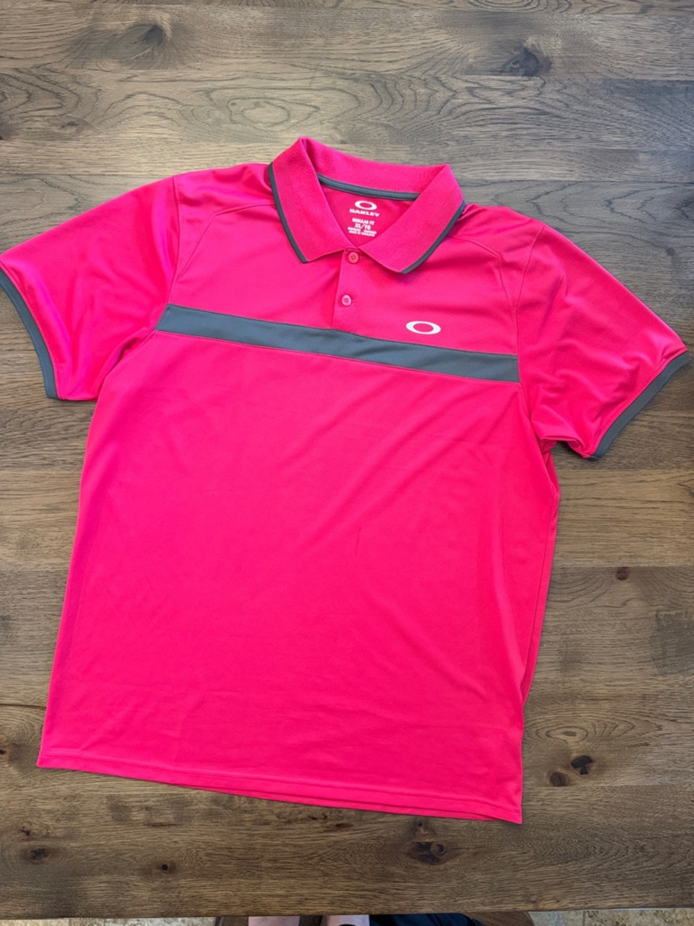 Oakley Men's XL Regular Fit Bright Pink with Gray Polo